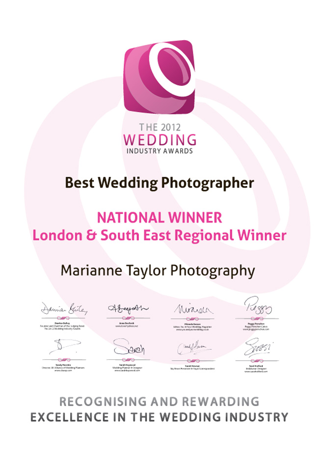 Best Wedding Photographer 2012 Wedding Industry Awards