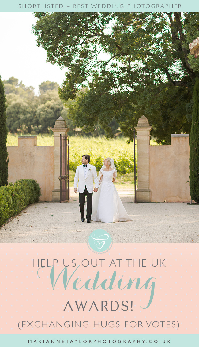 Marianne Taylor Photography is shortlisted at the UK Wedding awards. Please help us out and vote! (Exchanging hugs for votes).