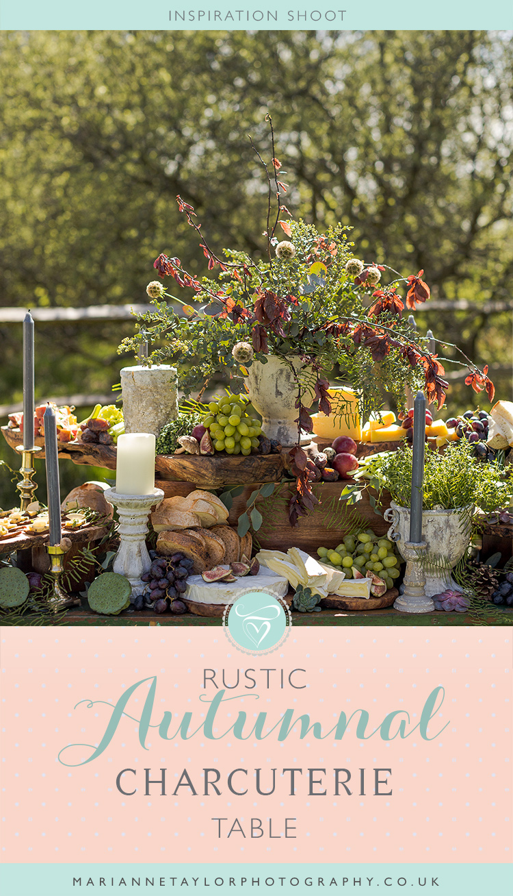 Beautiful rustic autumnal charcuterie table. Click through to see more!